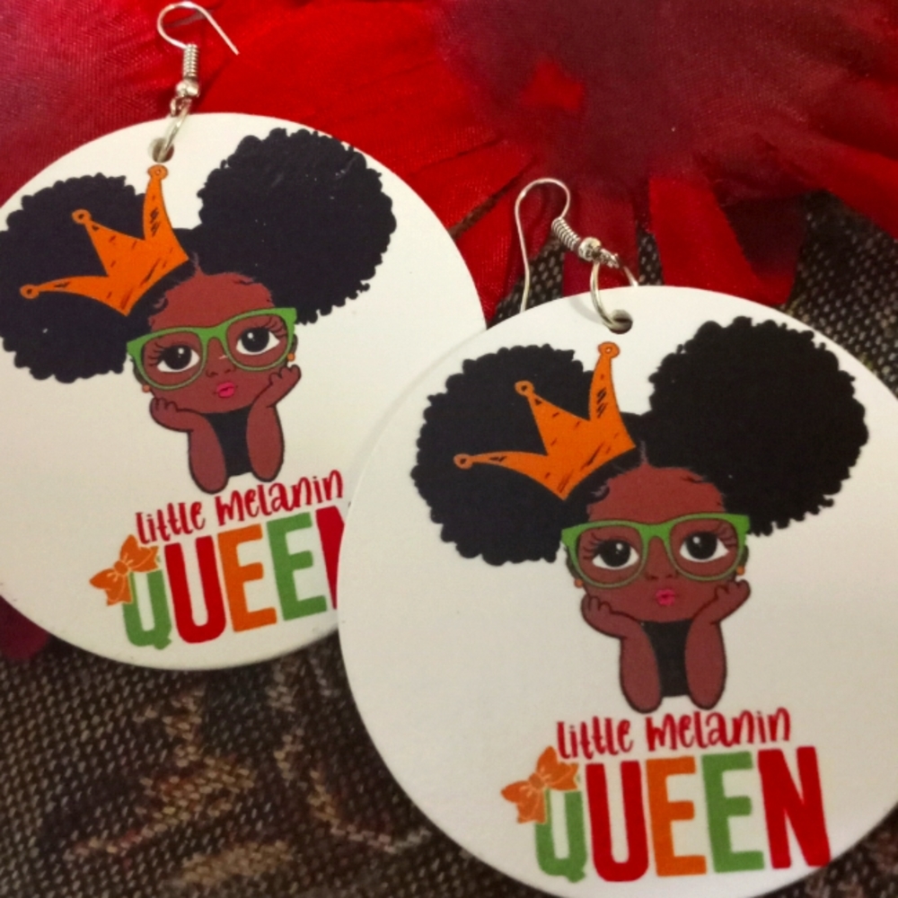 Wooden Earrings Little Melanin Queen